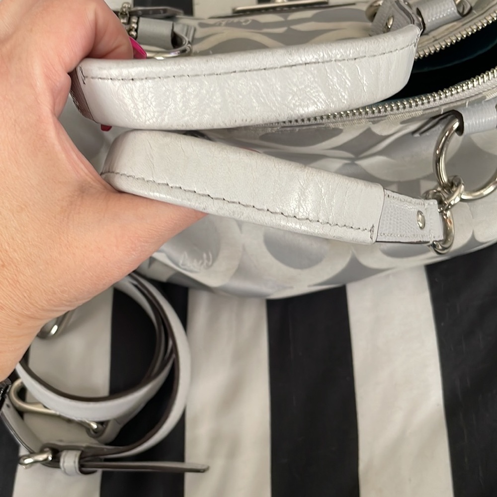 Coach Signature Silver/Turquoise Satchel and Makeup Bag - Picture 13 of 16